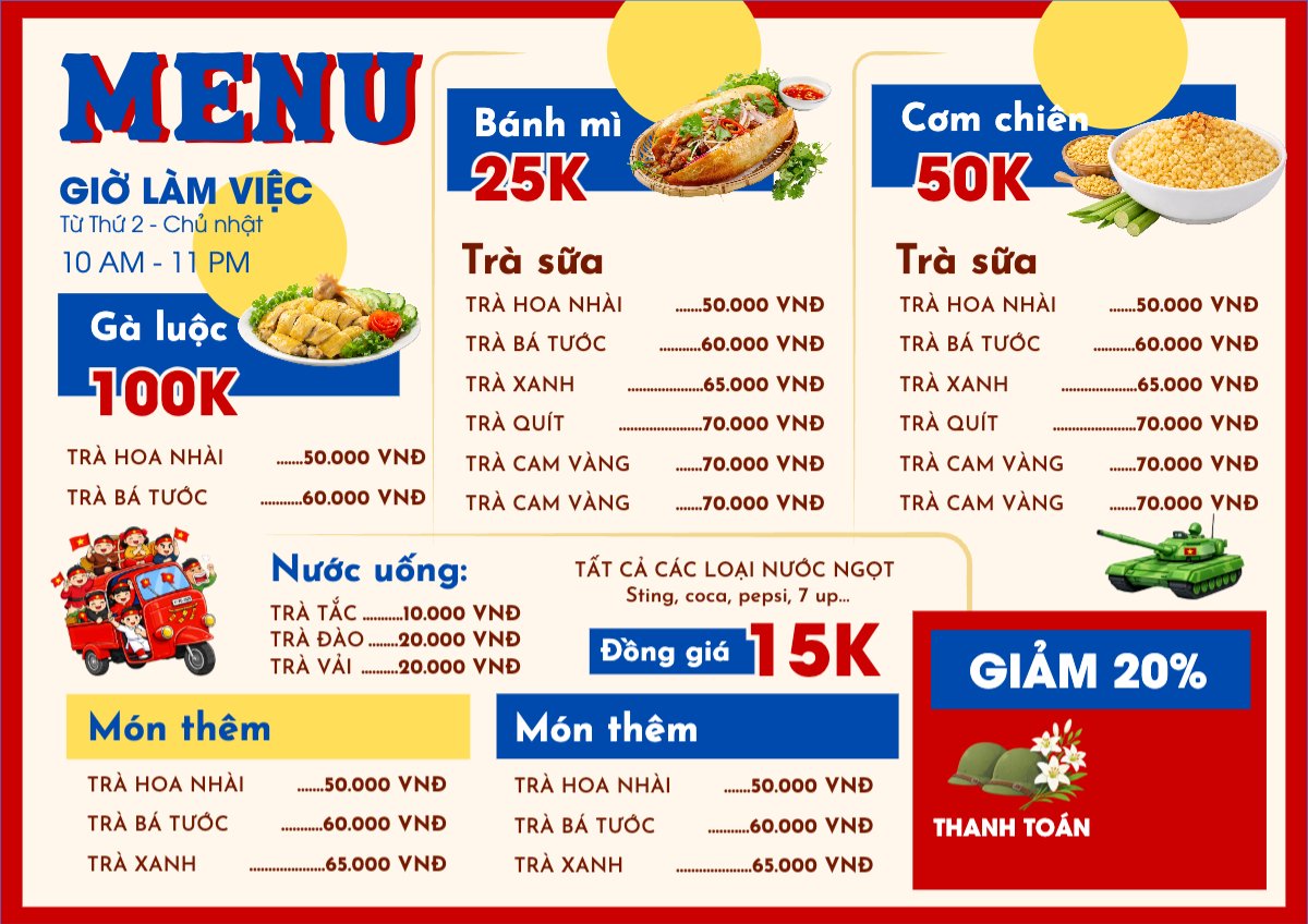 Menu ngày lễ