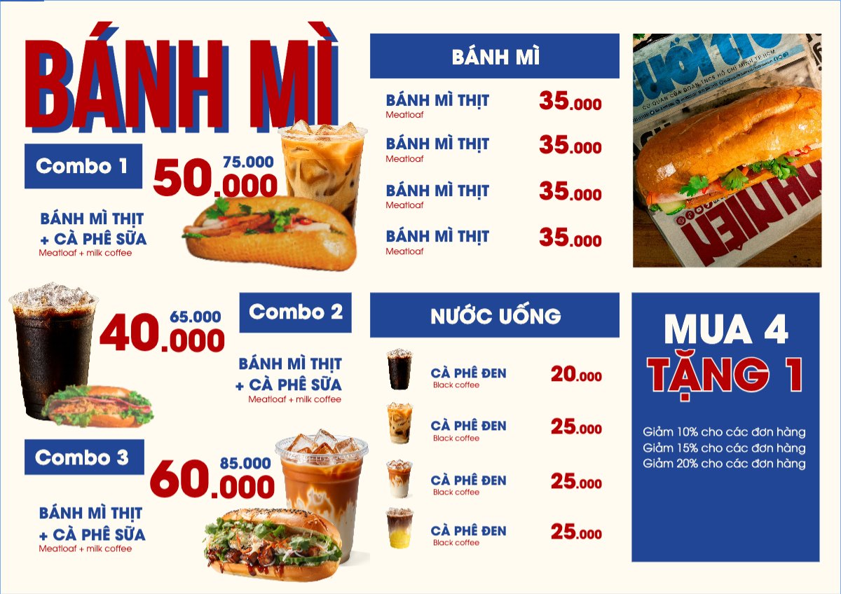 Menu bánh mì