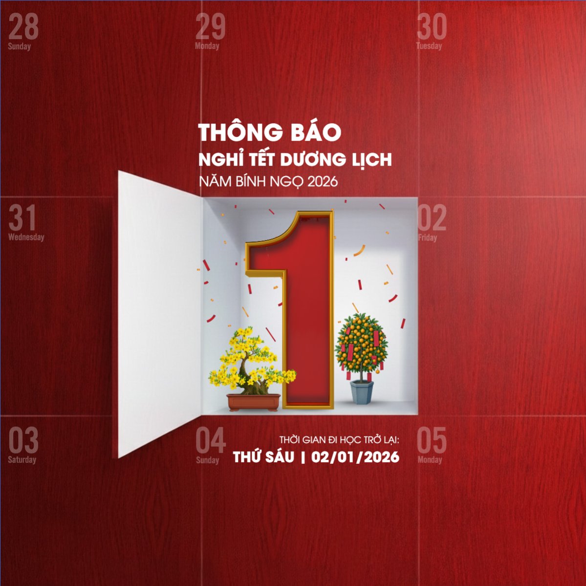 Thông báo nghỉ tết dương lịch
