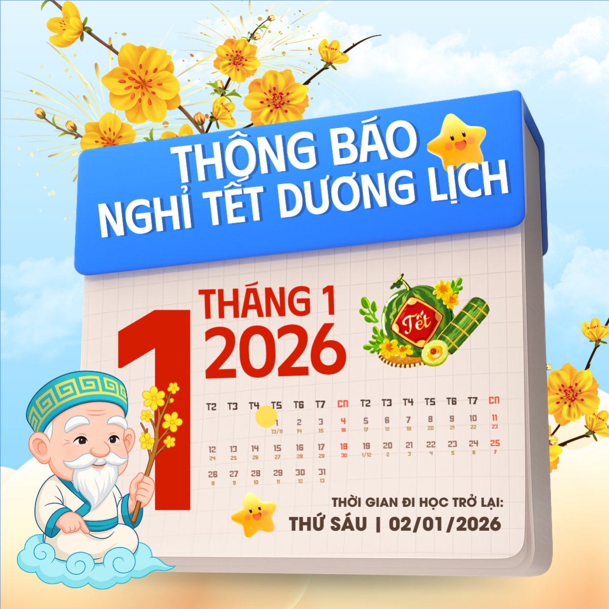 Thông báo nghỉ tết dương lịch