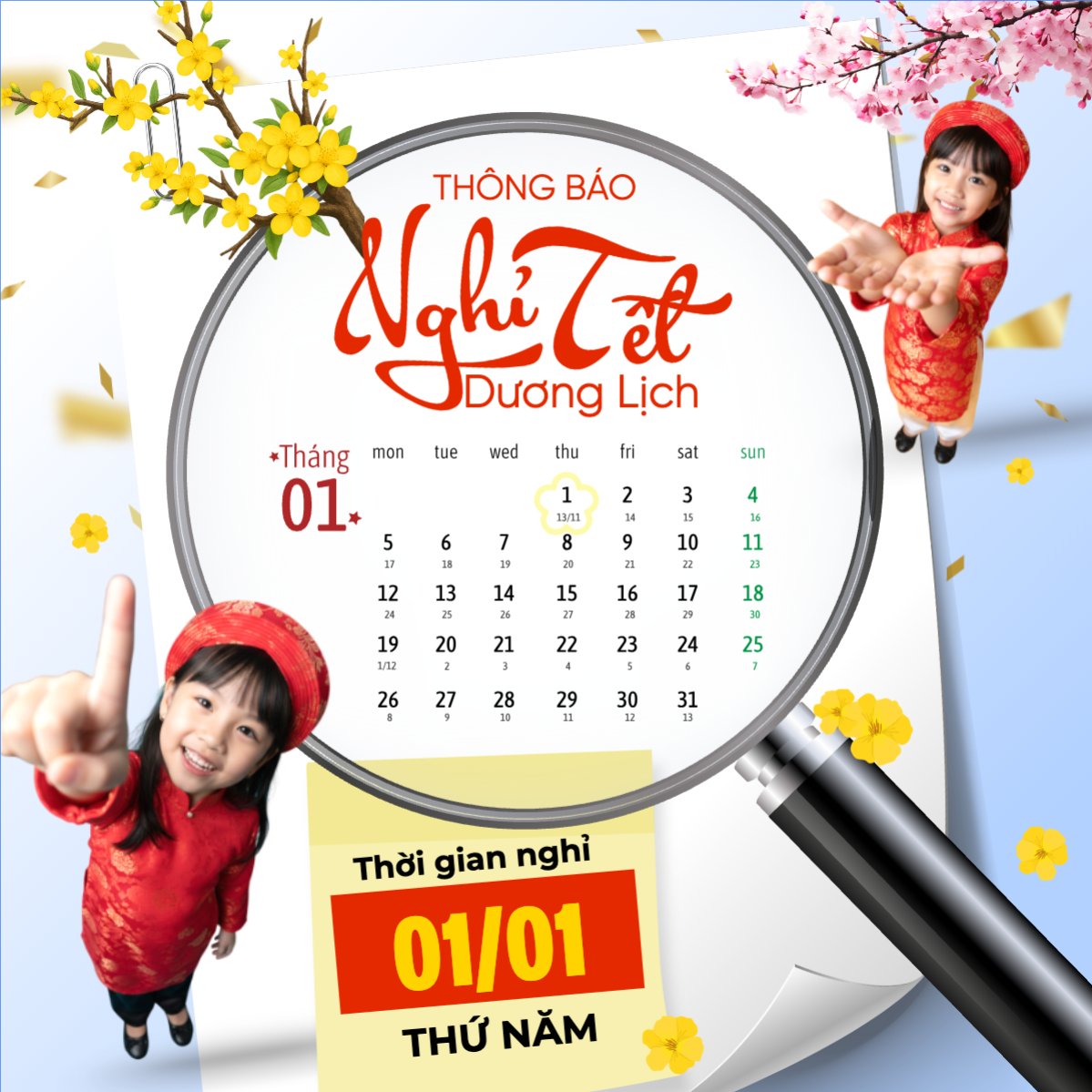 Thông báo nghỉ tết dương lịch