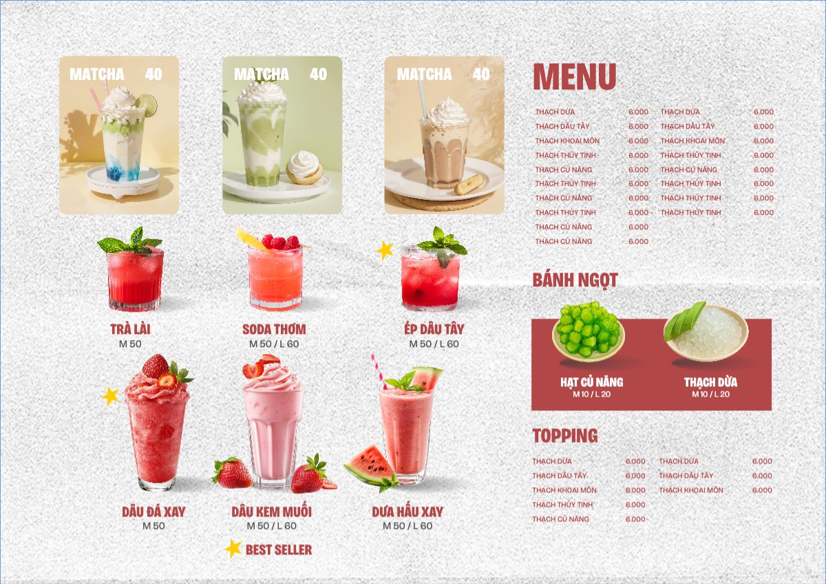 Menu quán nước