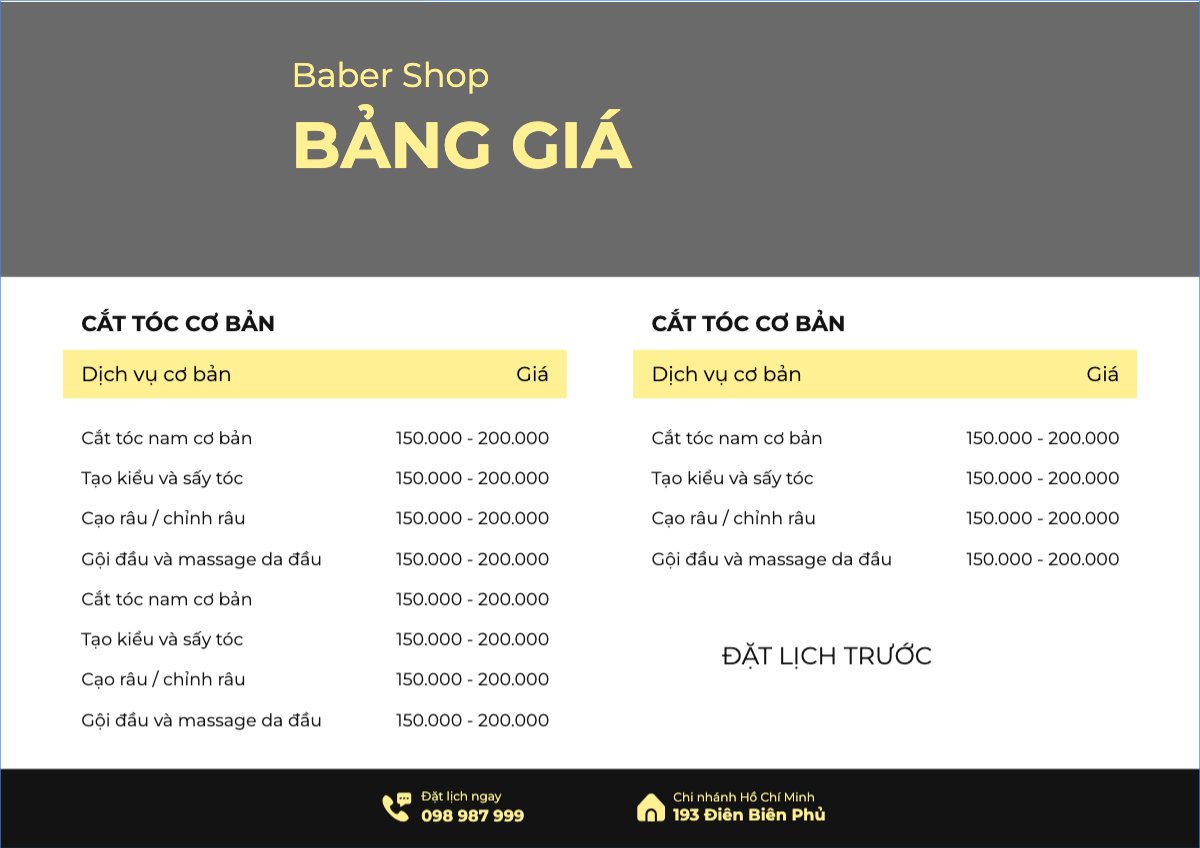 Tiệm tóc, tiệm cắt tóc, baber shop, cắt tóc nam, beauty, spa
