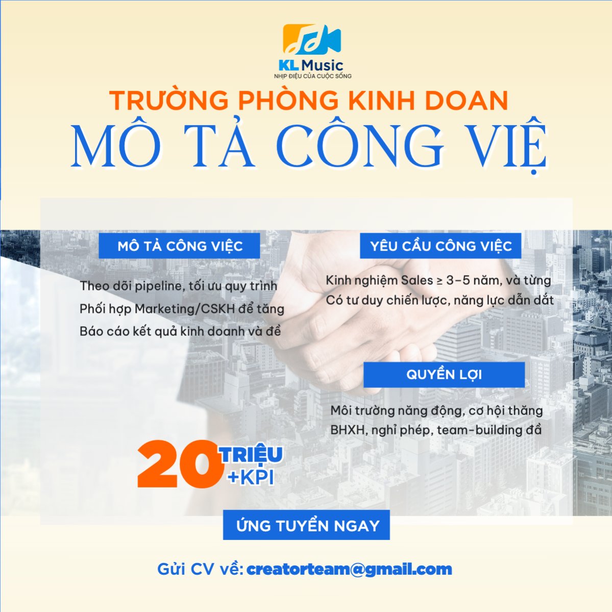 Tuyển dụng trưởng phòng kinh doanh