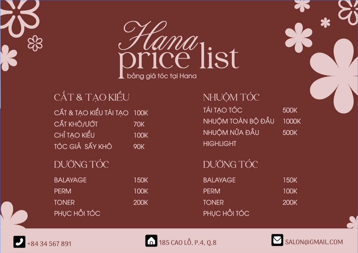 Tiệm tóc, tiệm cắt tóc, salon, nail, spa, beauty, làm đẹp, thẩm mỹ