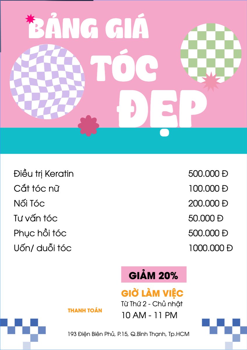 Tiệm tóc, tiệm cắt tóc, salon, nail, spa, beauty, làm đẹp, thẩm mỹ
