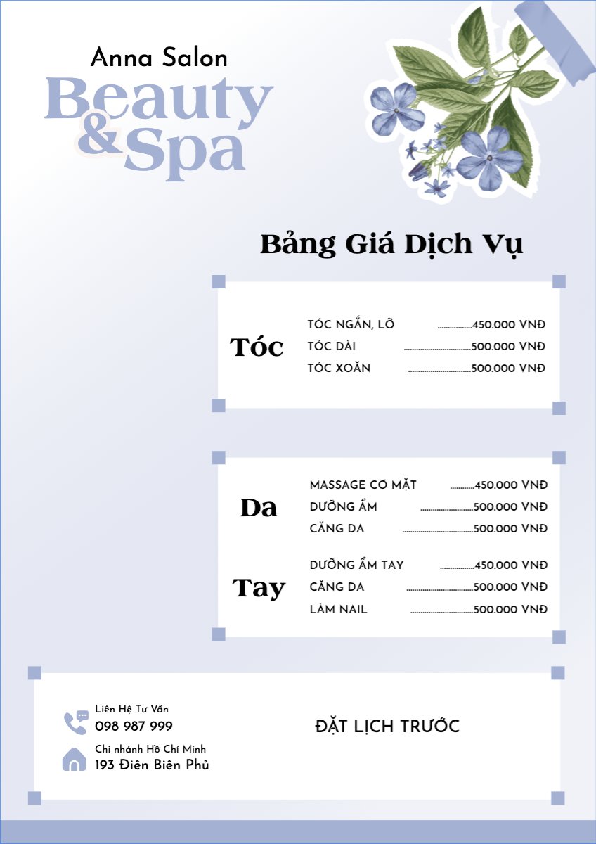 Tiệm tóc, tiệm cắt tóc, salon, nail, spa, beauty, làm đẹp, thẩm mỹ