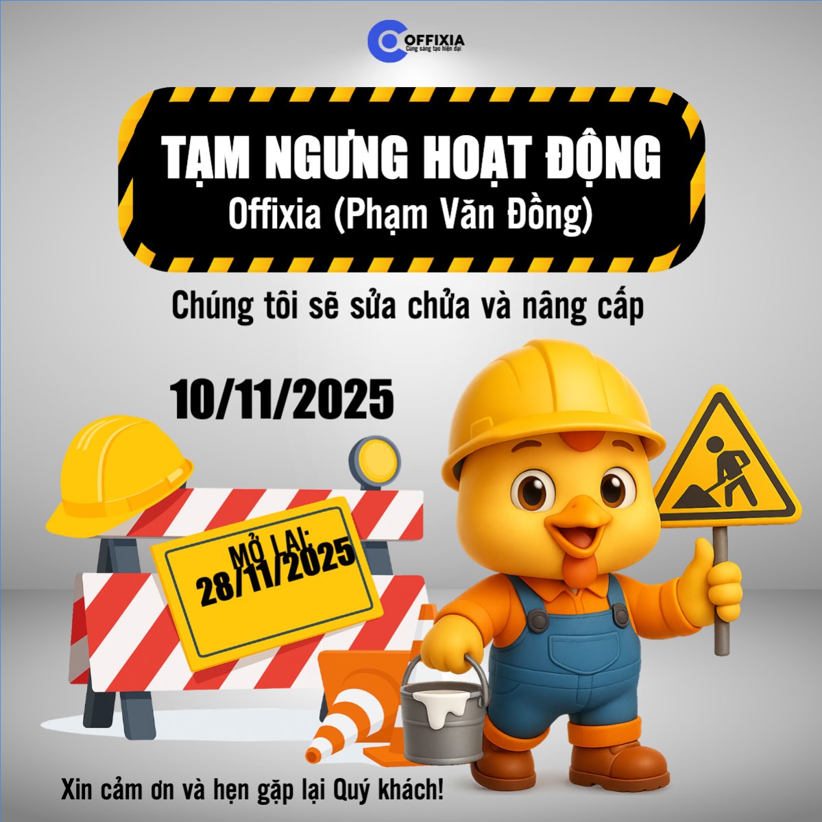 Thông báo tạm dừng hoạt động