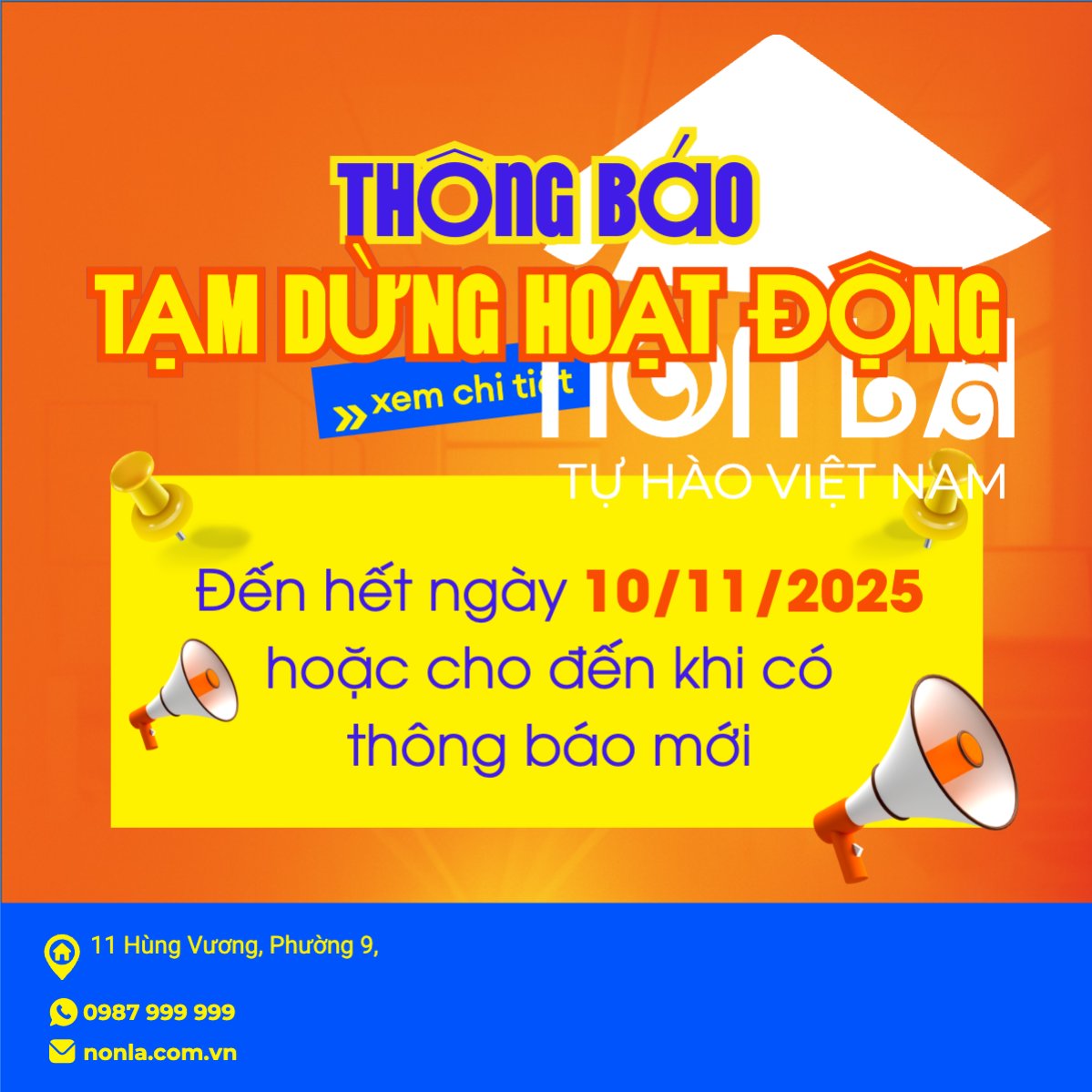 Thông báo tạm dừng hoạt động