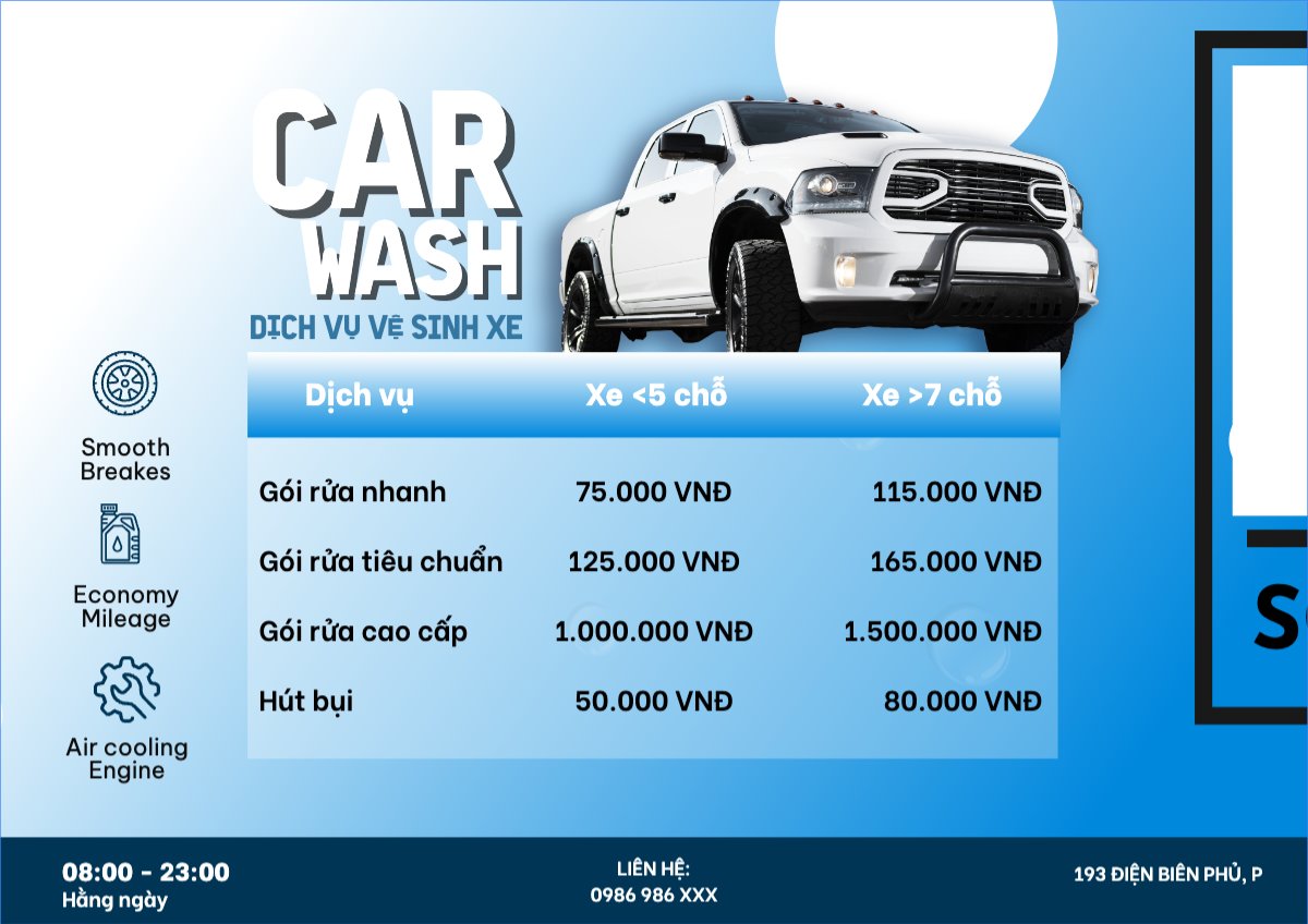 Car, dịch vụ rửa xe, gara, vệ sinh