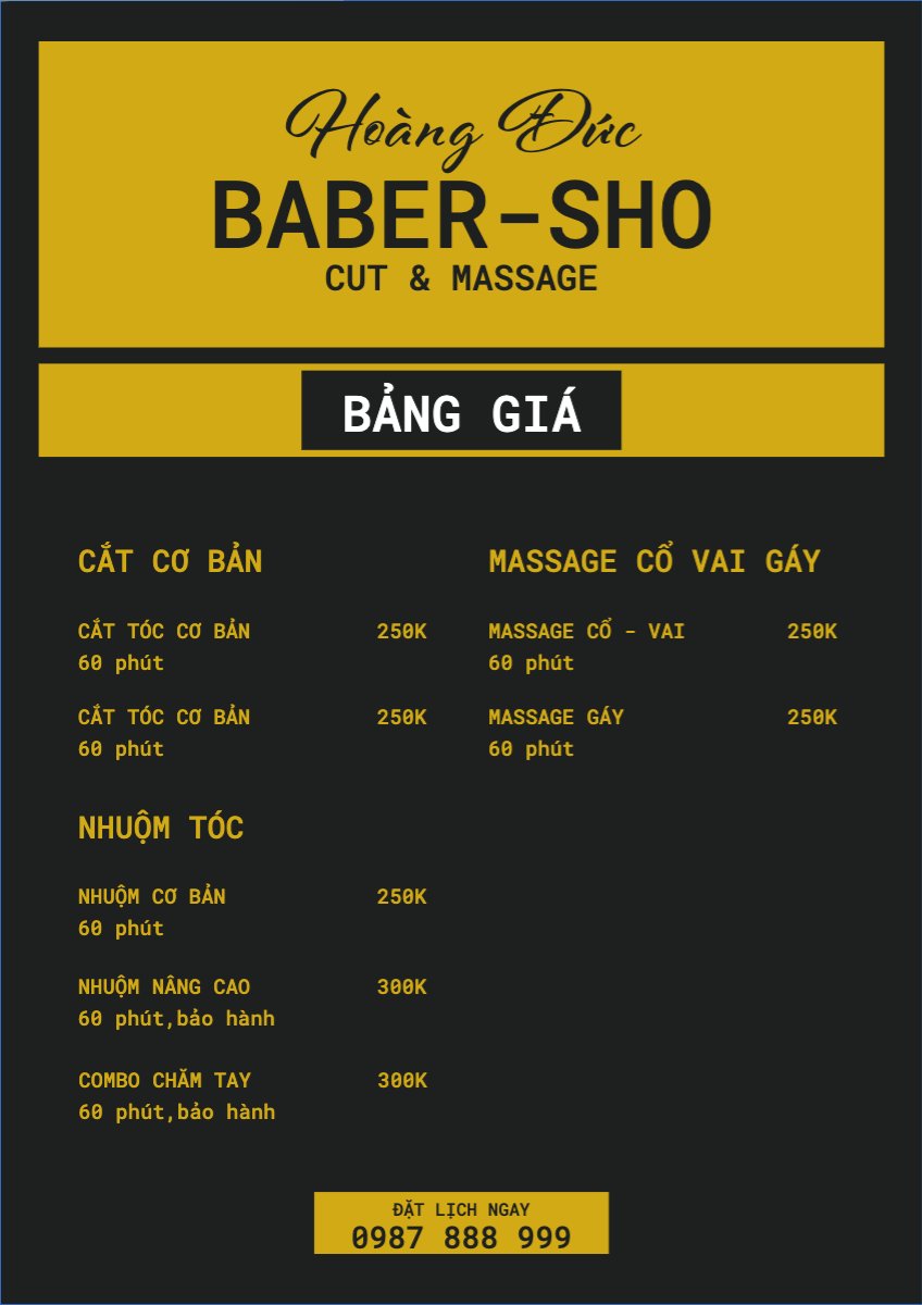 Tiệm tóc, tiệm cắt tóc, baber shop, salon, nail, spa, beauty, làm đẹp, thẩm mỹ