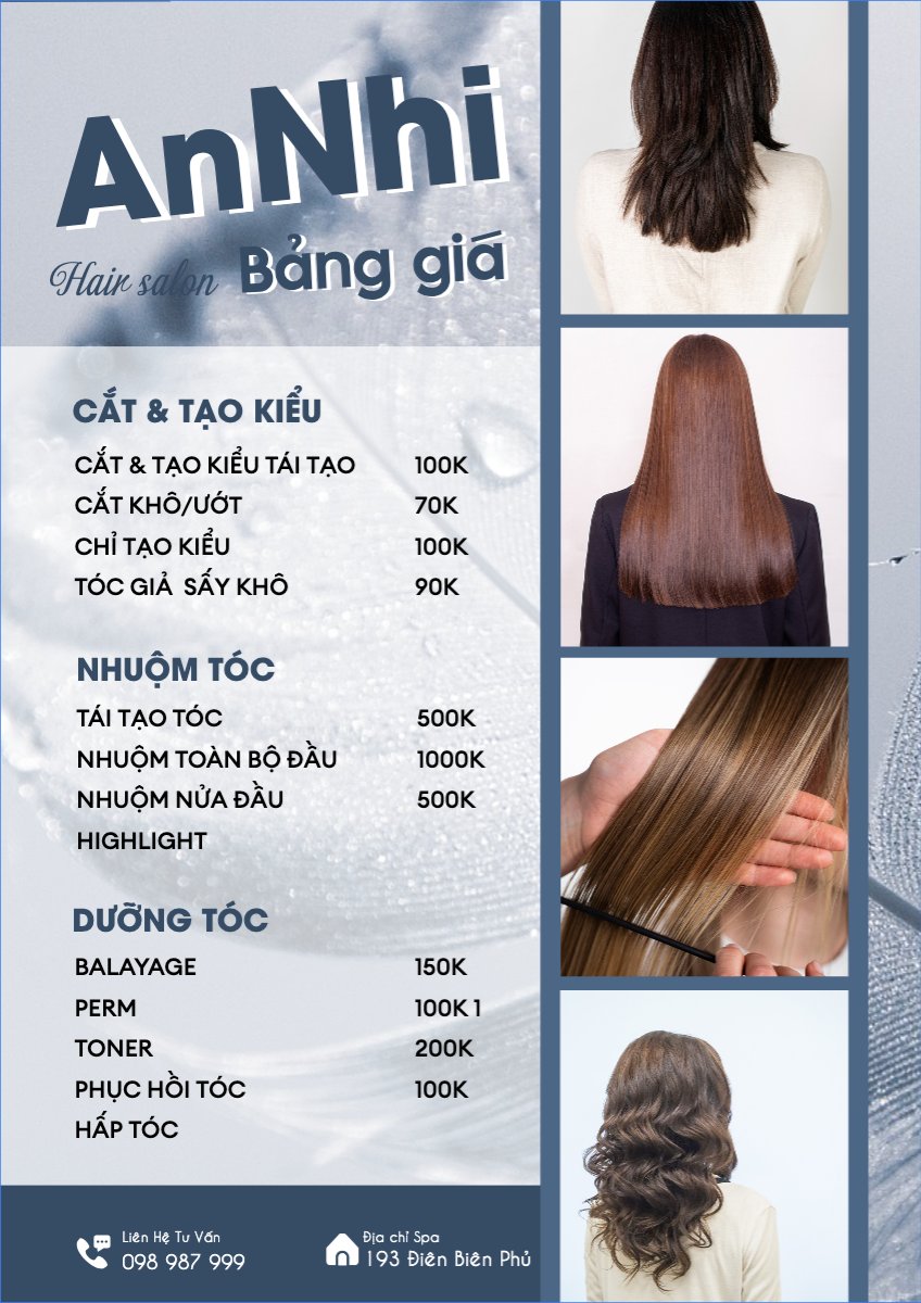 Tiệm tóc, tiệm cắt tóc, salon, nail, spa, beauty, làm đẹp, thẩm mỹ