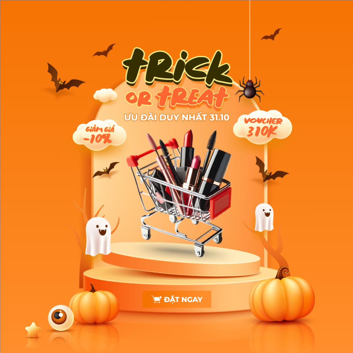Halloween, lễ hội ma quái, sự kiện, event, mỹ phẩm, cosmetic, làm đẹp, beauty, dễ thương, cute, chibi, hoạt hình, cartoon