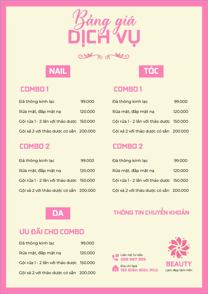 Tiệm tóc, tiệm cắt tóc, salon, nail, spa, beauty, làm đẹp, thẩm mỹ
