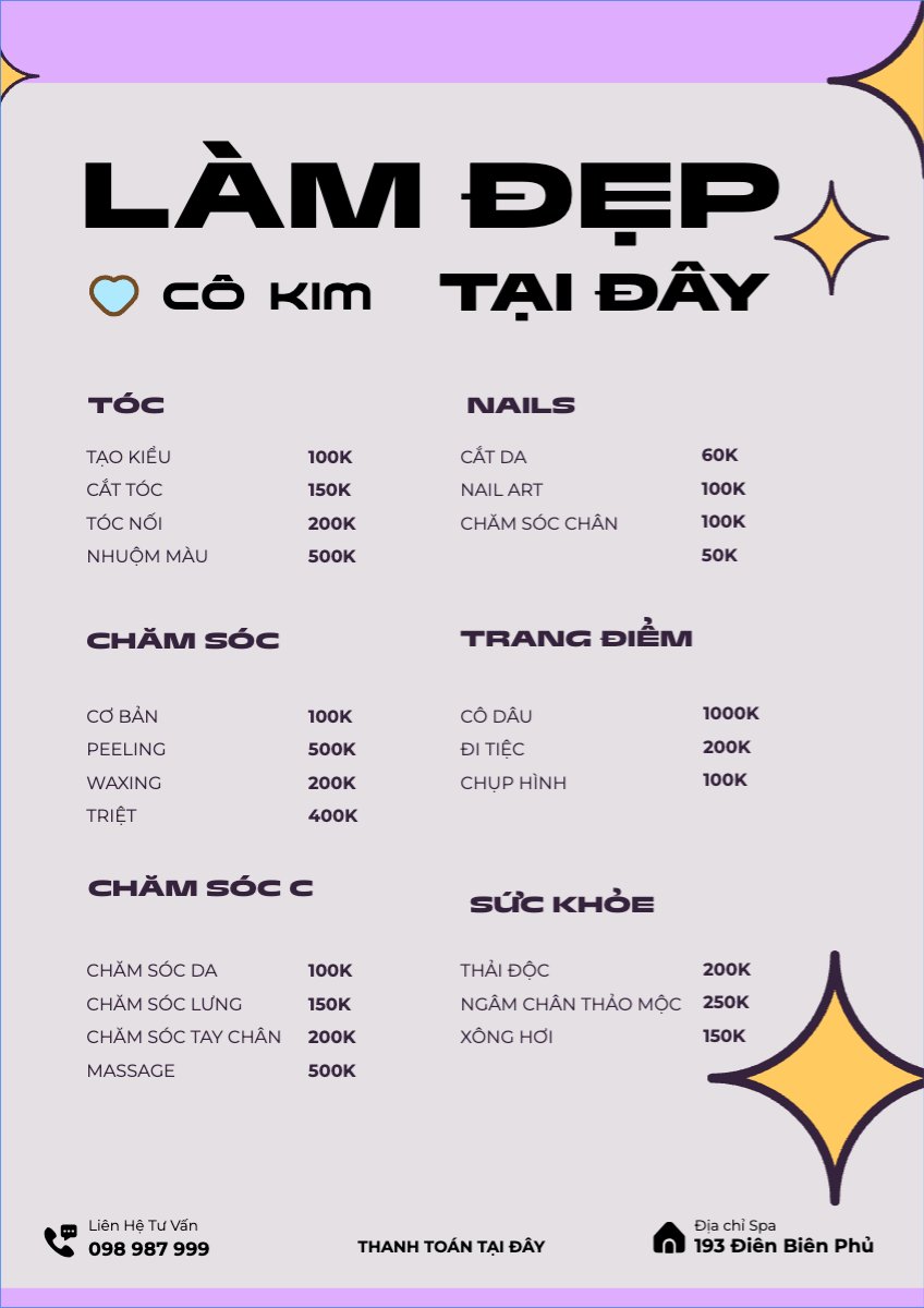 Tiệm tóc, tiệm cắt tóc, salon, nail, spa, beauty, làm đẹp, thẩm mỹ