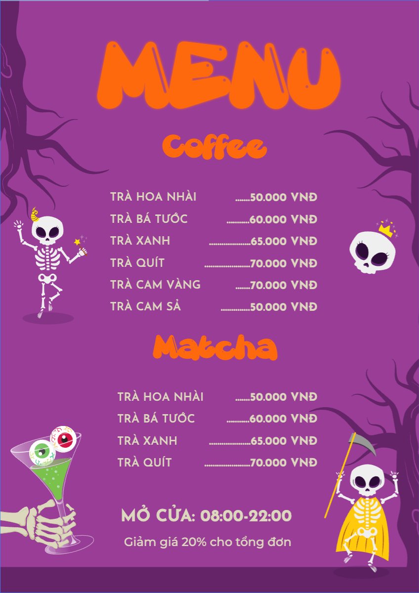 Halloween, nước uống, juice, giải khát, F&B, drink