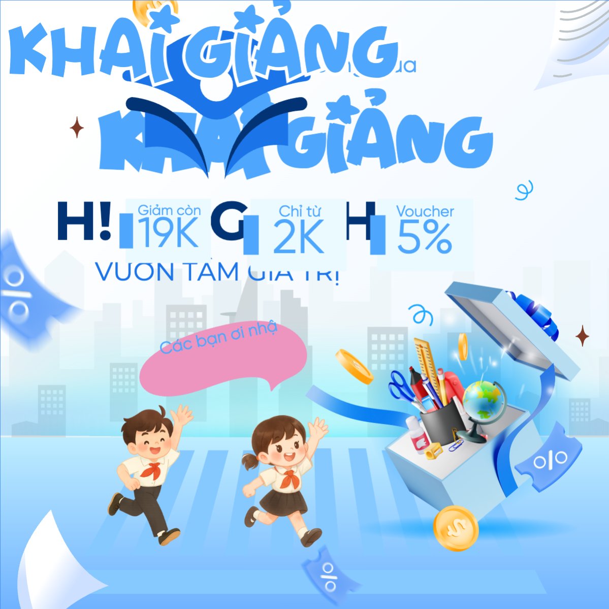 Tựu trường, đến trường, nhập học, giáo dục, education, school, trường học,hiện đại, modern, dễ thương, cute