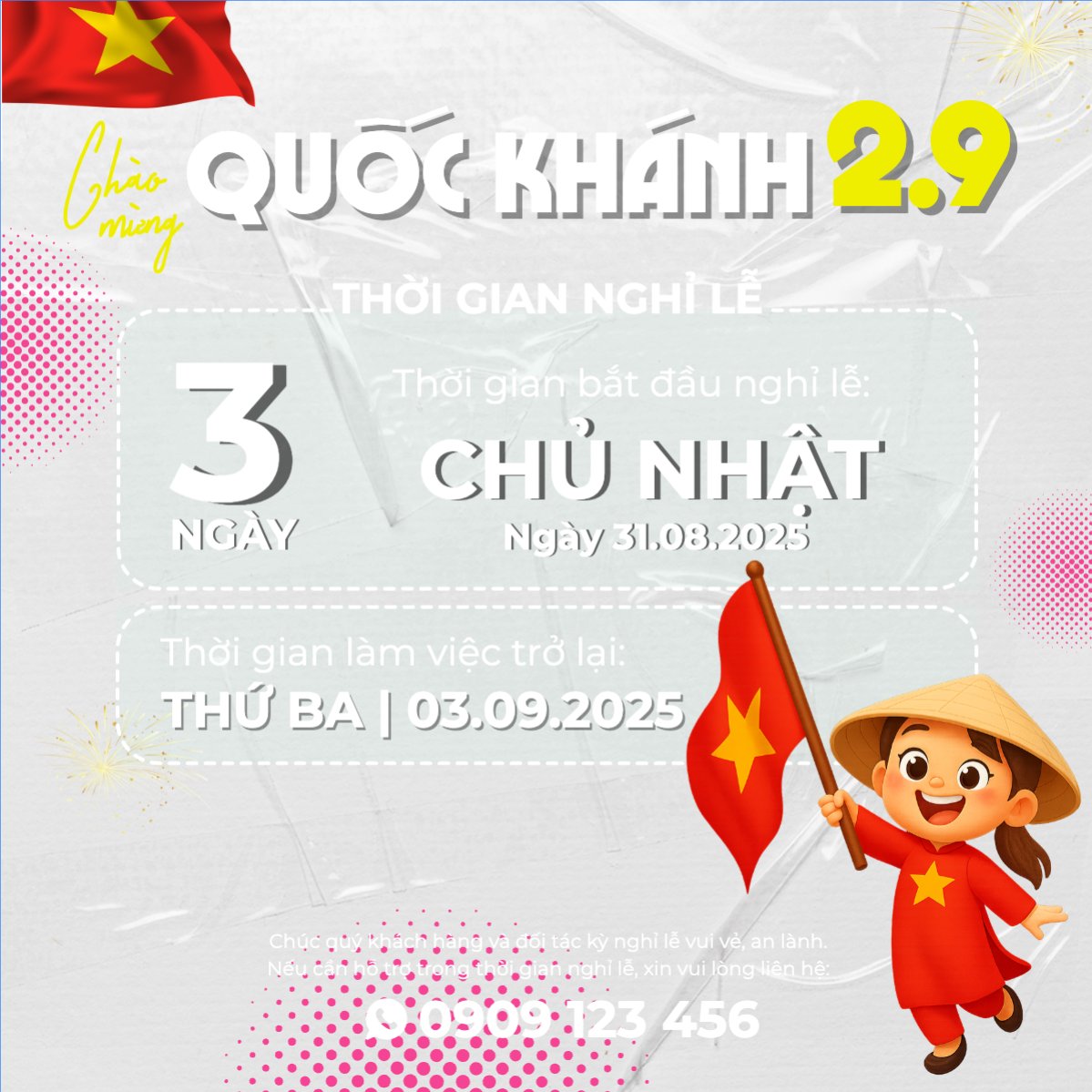 2/9, Quốc Khánh, lễ hội, thông báo, lịch nghỉ, Việt Nam, sự kiện, dễ thương, cute, chibi, hoạt hình, cartoon