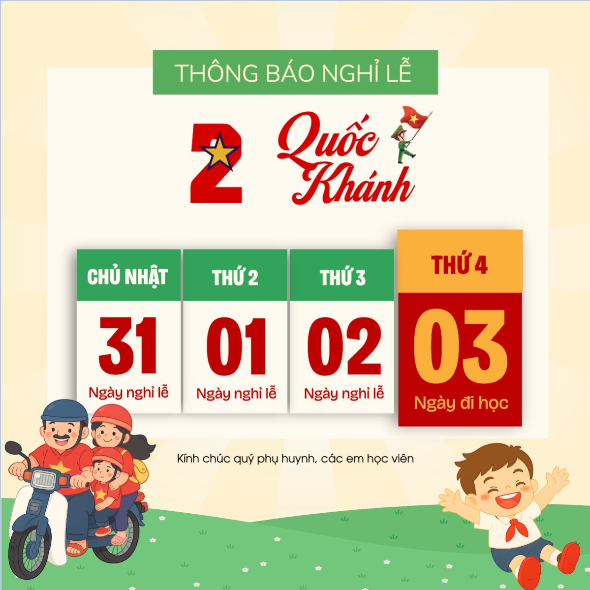 2/9, Quốc Khánh, lễ hội, thông báo, lịch nghỉ, Việt Nam, sự kiện, dễ thương, cute, chibi, hoạt hình, cartoon