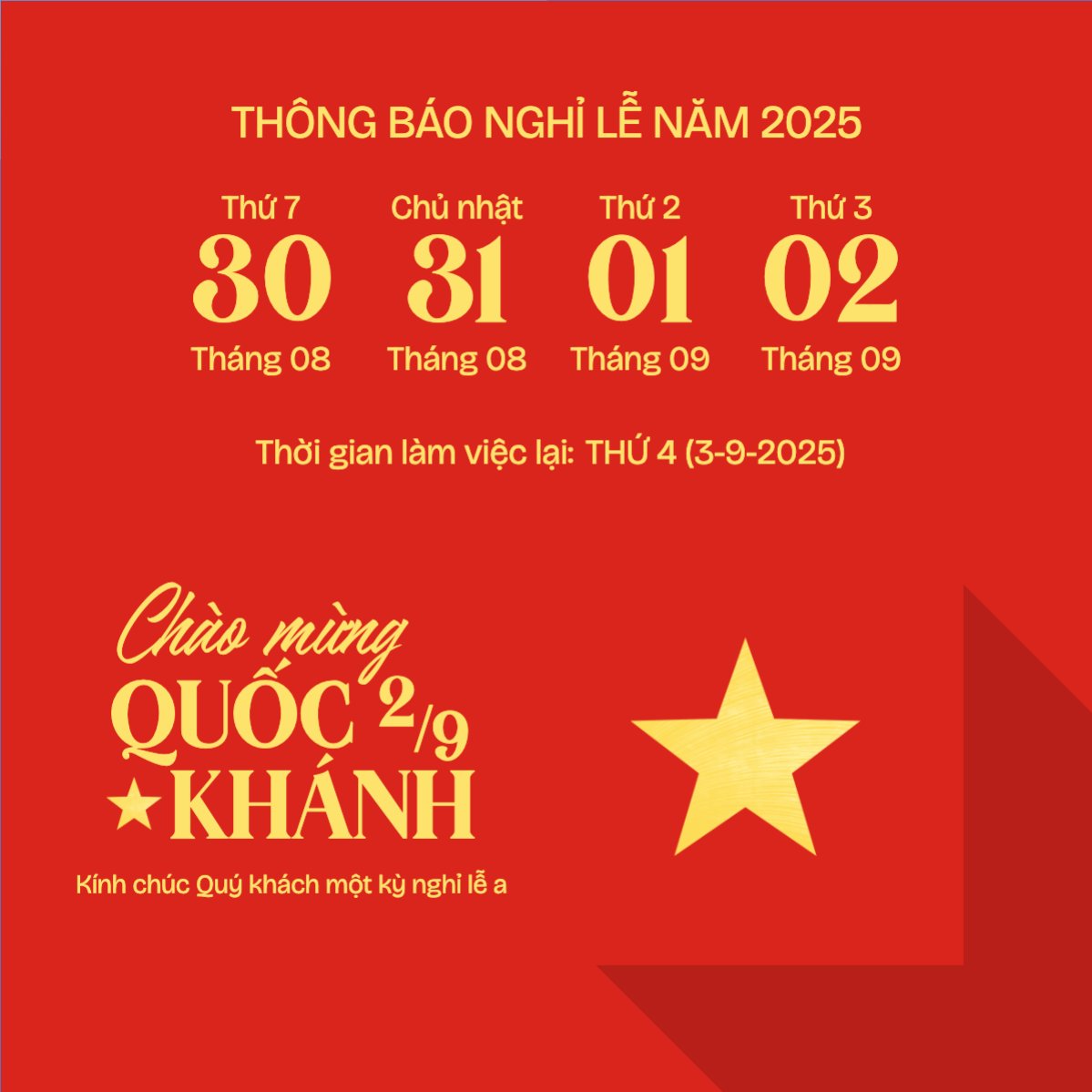 2/9, Quốc Khánh, lễ hội, thông báo, lịch nghỉ, Việt Nam, sự kiện, event, hiện đại, modern