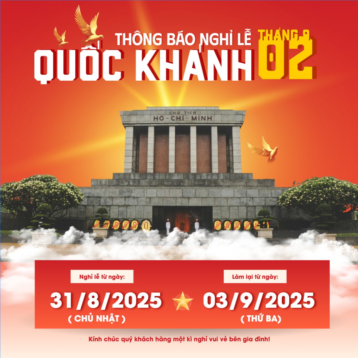 2/9, Quốc Khánh, lễ hội, thông báo, lịch nghỉ, Việt Nam, sự kiện, event, hiện đại, modern