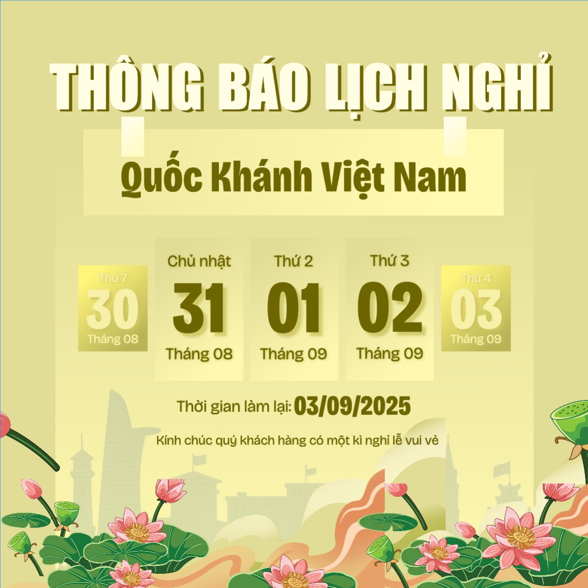 2/9, Quốc Khánh, lễ hội, thông báo, lịch nghỉ, Việt Nam, sự kiện, event, hiện đại, modern