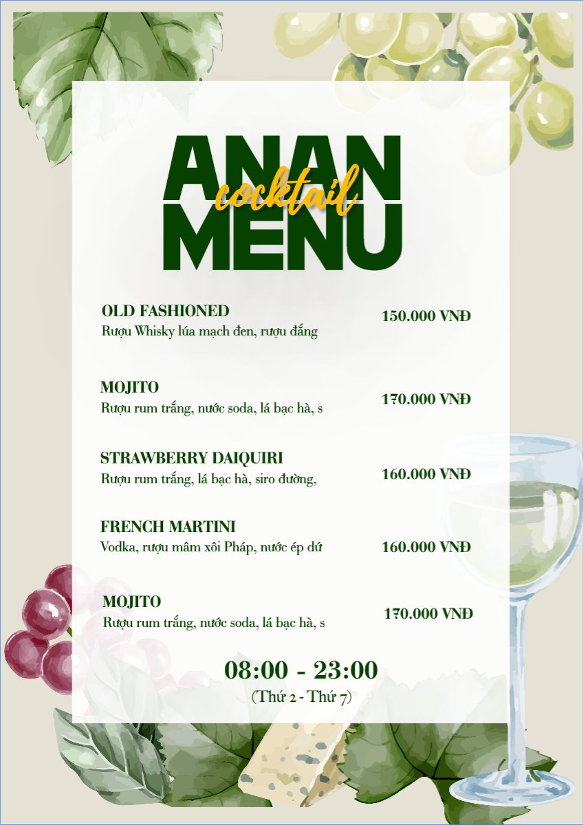 Nước uống, juice, giải khát, F&B, drink, cocktail