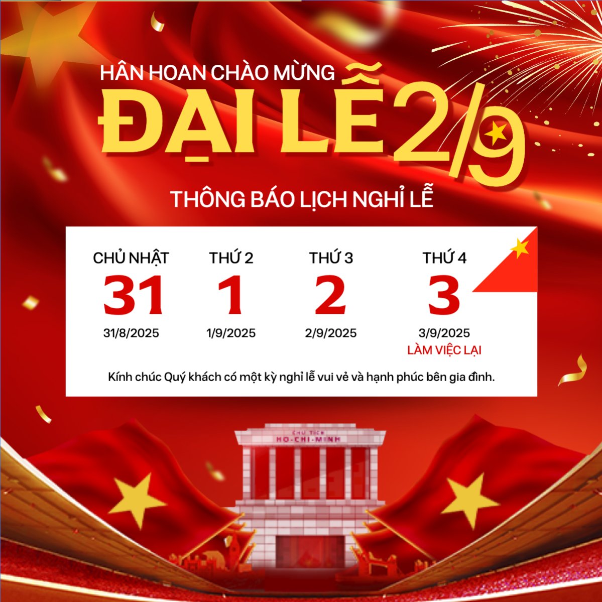 2/9, Quốc Khánh, lễ hội, thông báo, lịch nghỉ, Việt Nam, sự kiện, event, hiện đại, modern