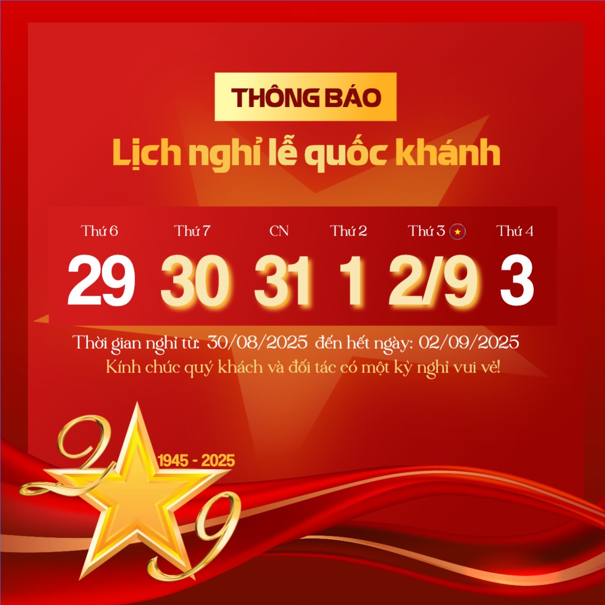 2/9, Quốc Khánh, lễ hội, thông báo, lịch nghỉ, Việt Nam, sự kiện, event, hiện đại, modern