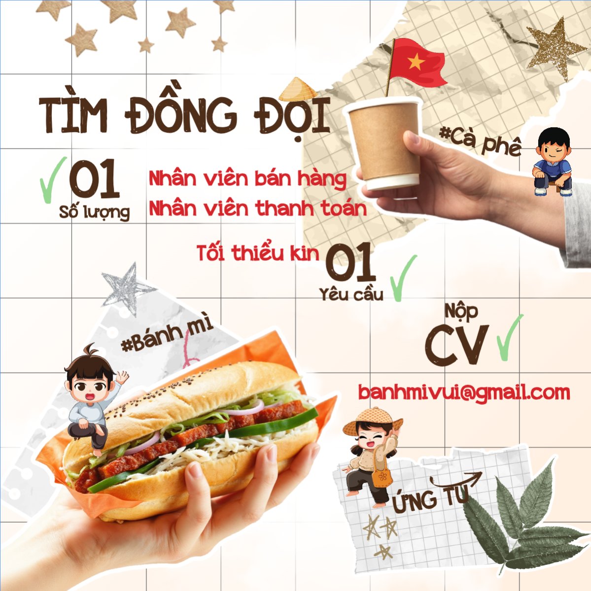 Bánh mì, bán hàng, tuyển dụng, cà phê, nước uống, đồ ăn, food, thực phẩm, ẩm thực, món ăn, F&B, thức ăn