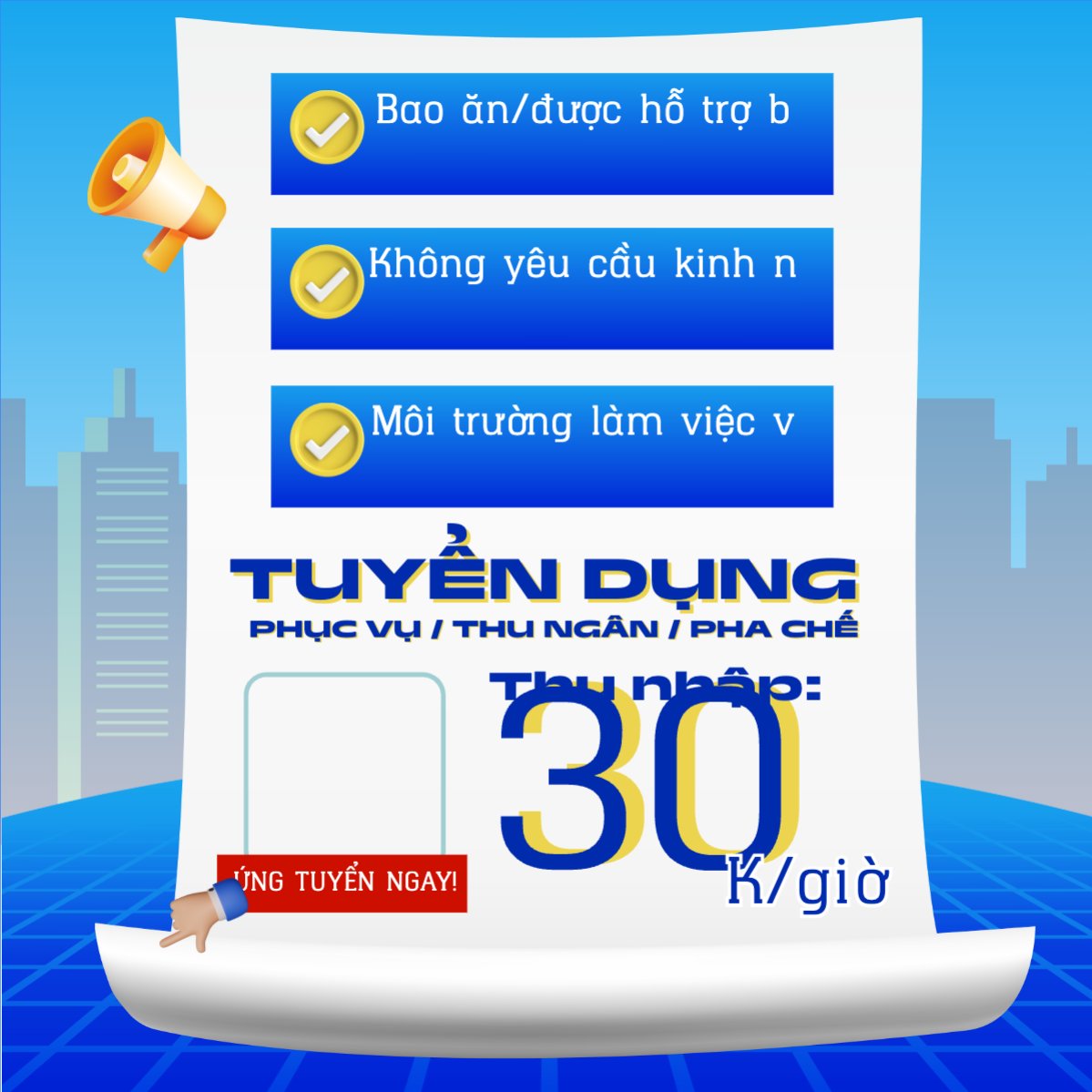 Phục vụ, tuyển dụng, nước uống, juice, giải khát, F&B, drink, hiện đại, modern