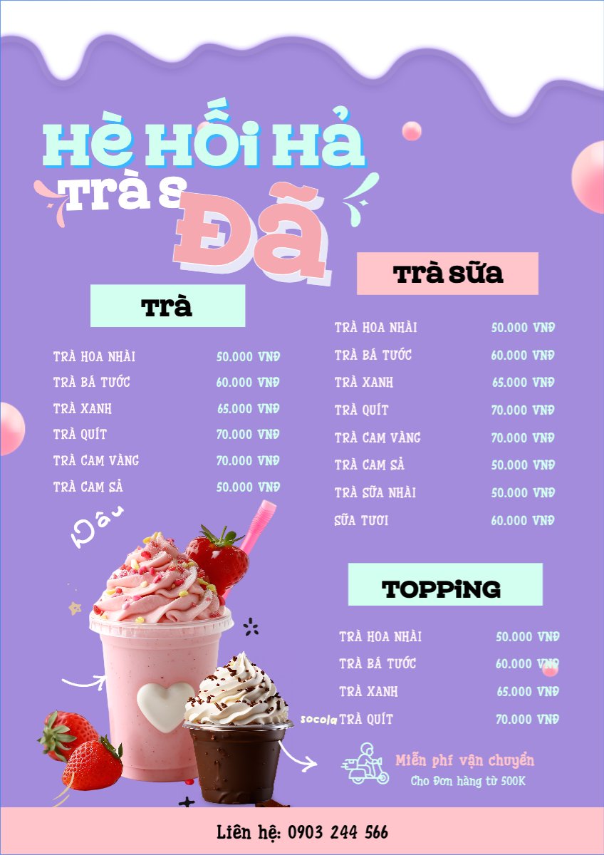 Nước uống, juice, giải khát, F&B, drink, trà sữa