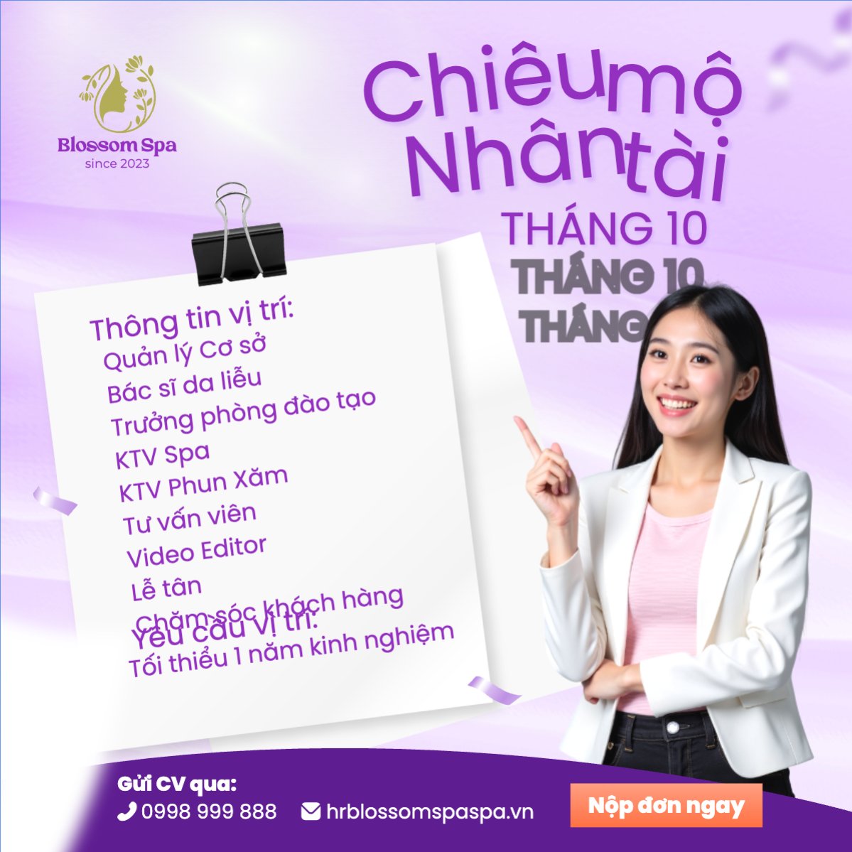 Spa, tuyển dụng, beauty, làm đẹp, thẩm mỹ, cosmetic, hiện đại, morden