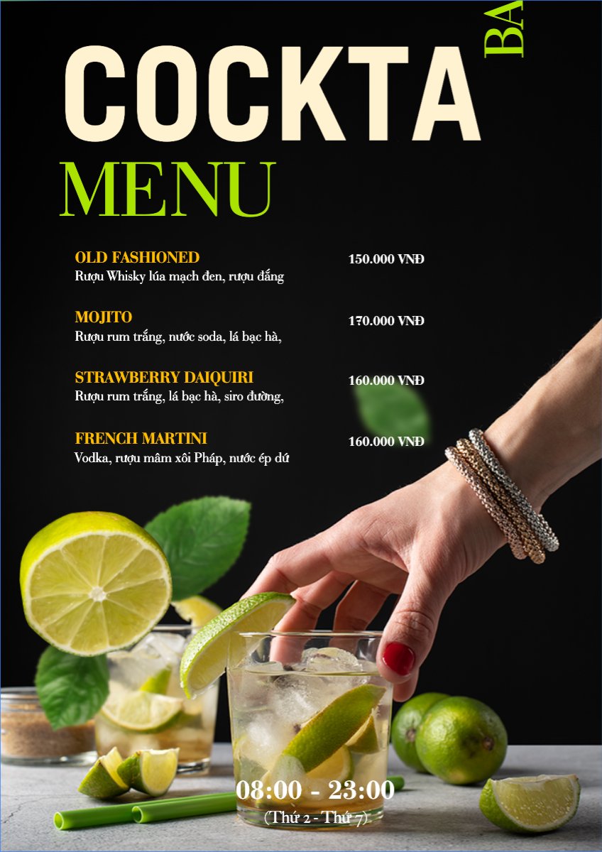 Nước uống, juice, giải khát, F&B, drink, cooktail, bar
