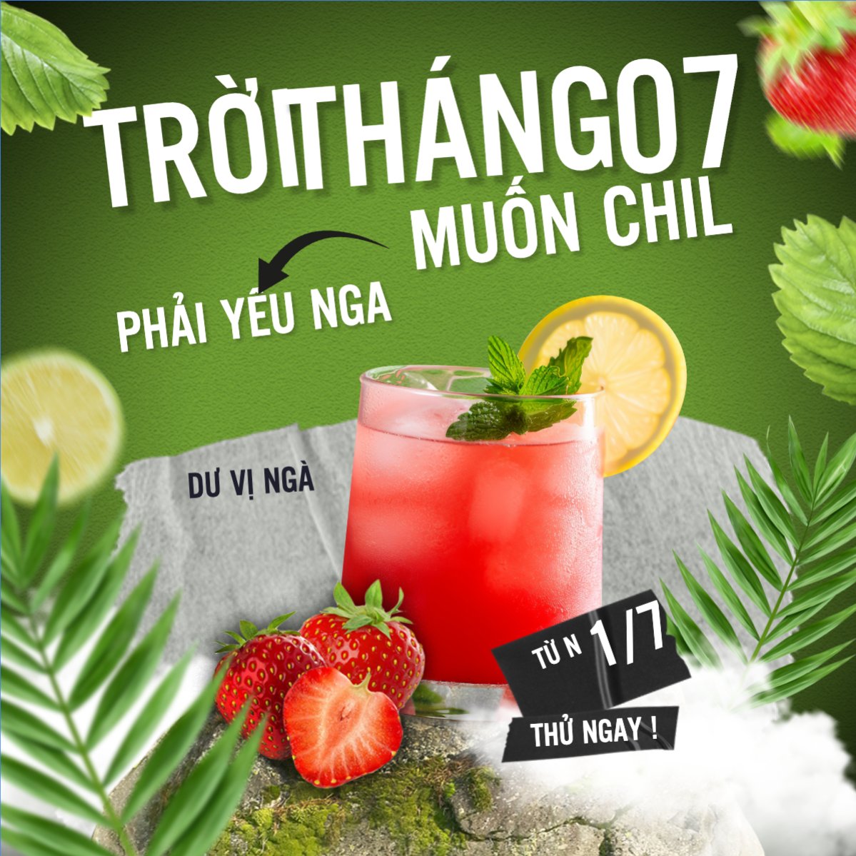 Trà dâu, nước uống, juice, giải khát, F&B, drink, cafe, coffee, cà phê, trà sữa, milk tea, hiện đại