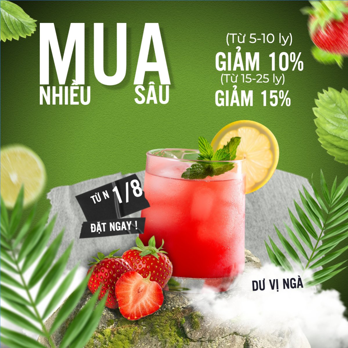 Trà dâu, nước uống, juice, giải khát, F&B, drink, cafe, coffee, cà phê, trà sữa, milk tea, hiện đại