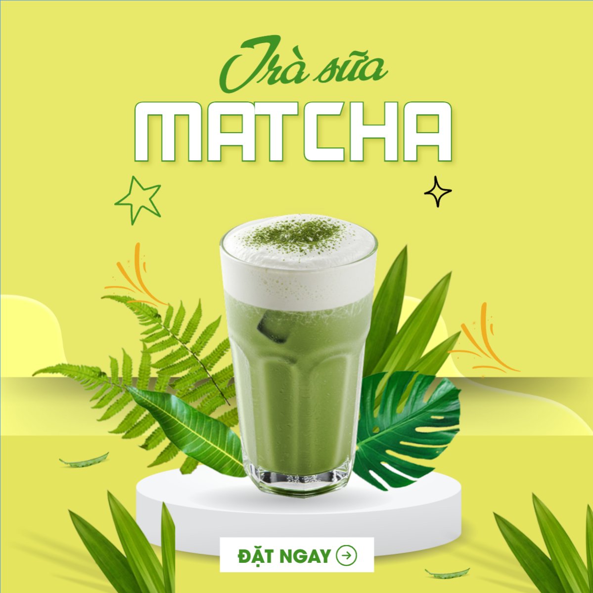 Matcha latte, trà xanh, trà sữa, milktea, nước uống, juice, giải khát, F&B, drink, hiện đại