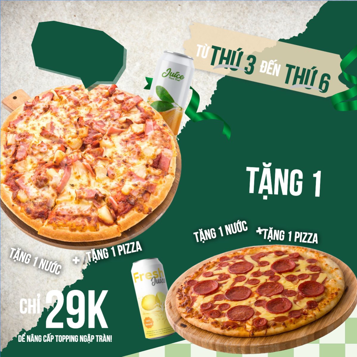 Pizza, gà rán, fried chicken, đồ ăn, food, thực phẩm, ẩm thực, món ăn, F&B, nhà hàng, thức ăn, y2k, cổ điển, vintage, retro, classic