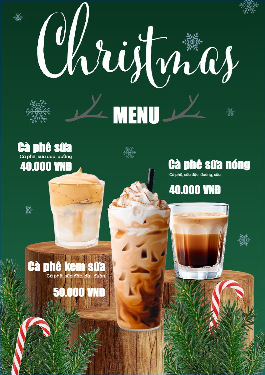 Mẫu Menu tờ rời (dọc) Giáng sinh món mới — LayerPic