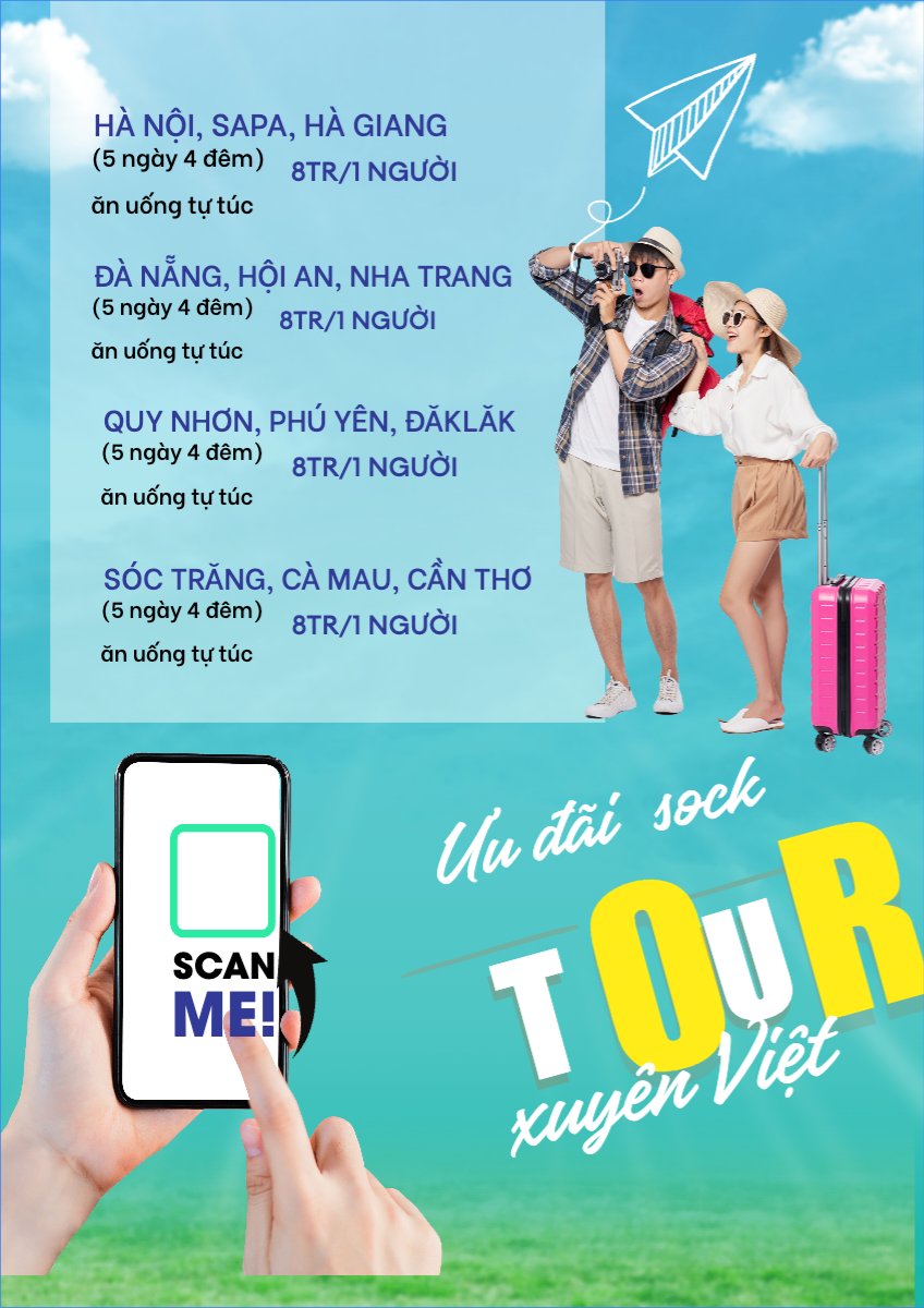 Mẫu Menu tờ rời (dọc) Du lịch, travel, tourism, trải nghiệm, khám phá — LayerPic