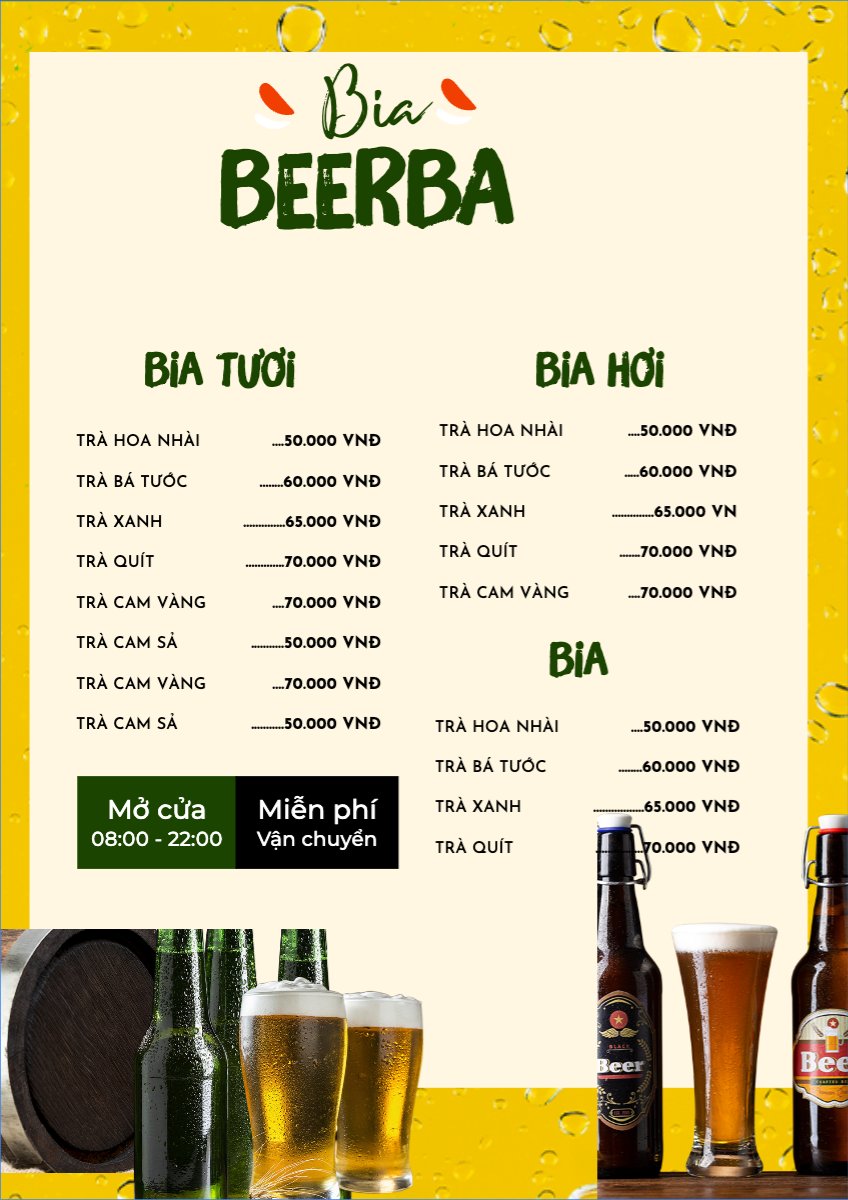 Nước uống, juice, giải khát, F&B, drink, bia, beer