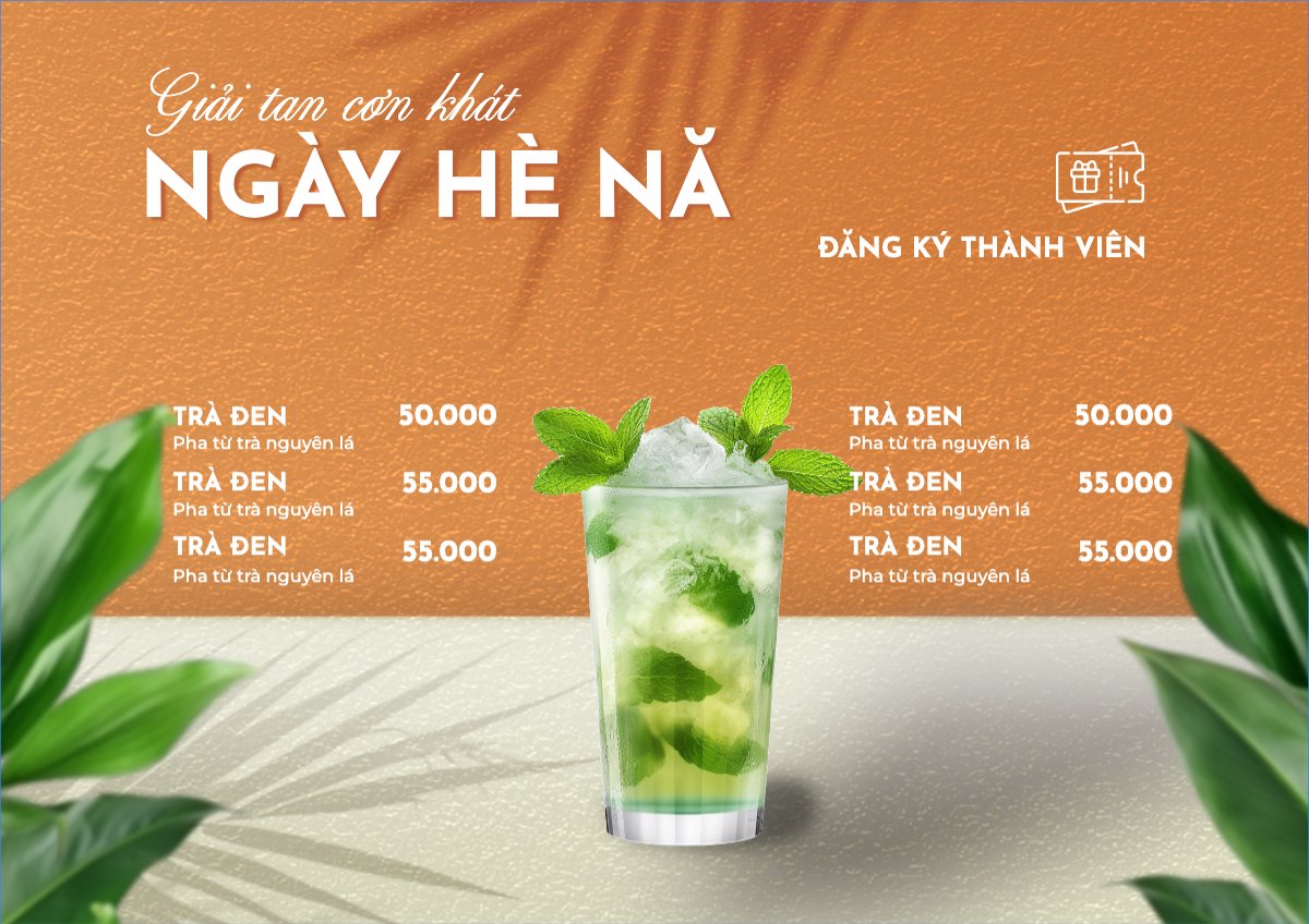 Mẫu Menu tờ rời (ngang) Nước uống, juice, giải khát, F&B, drink, nước ép — LayerPic
