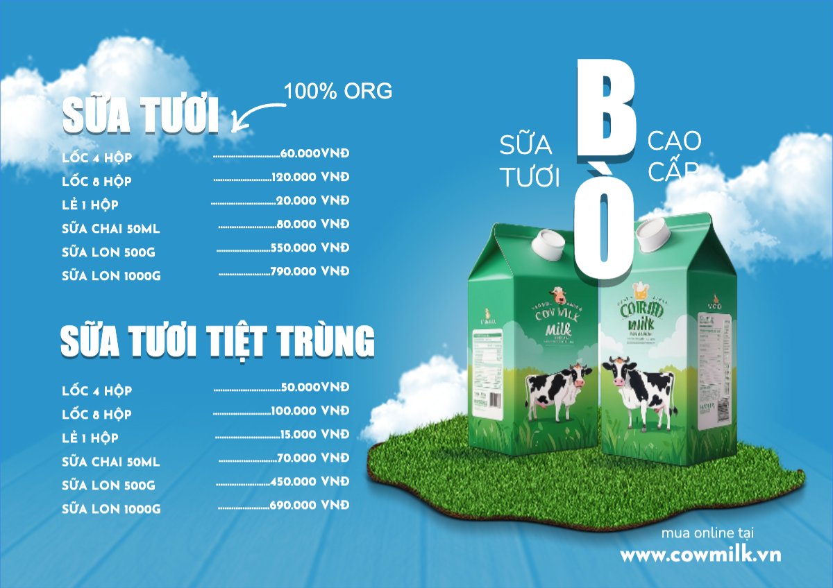 Nước uống, juice, giải khát, F&B, drink, sữa bò, cow milk, milk