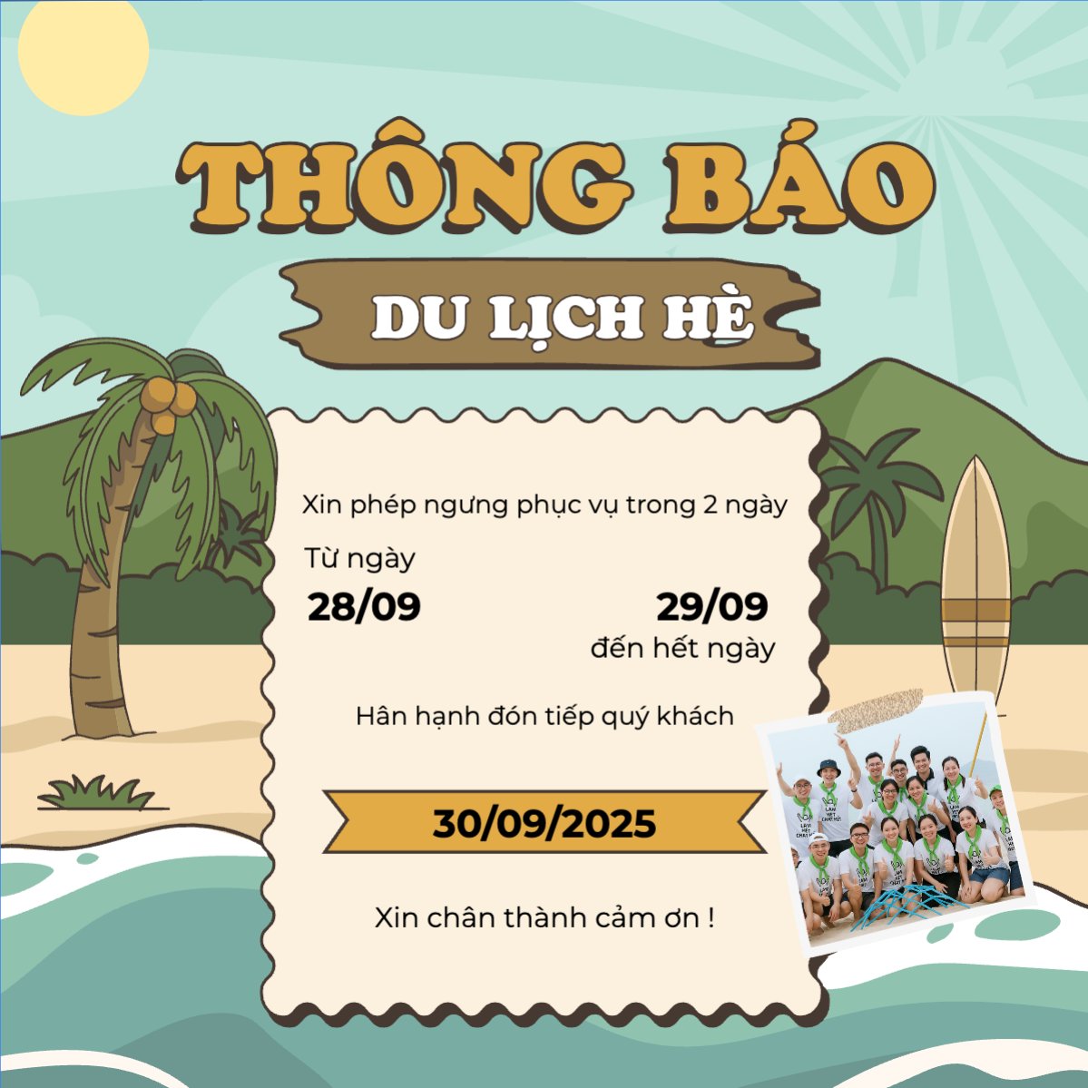 Team building, company trip, thông báo, du lịch, travel, tourism, trải nghiệm, khám phá