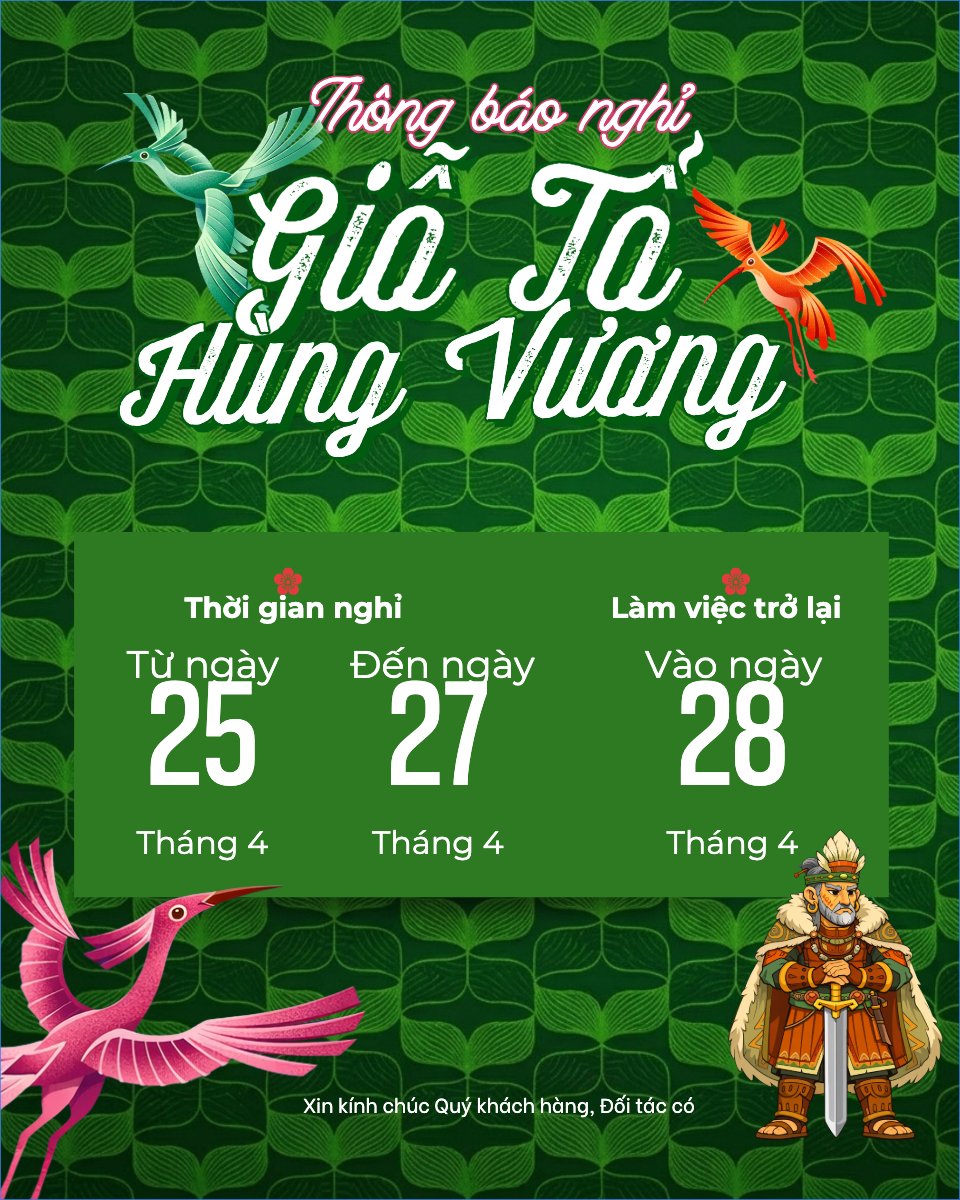 Lịch nghỉ lễ Giỗ Tổ Hùng Vương