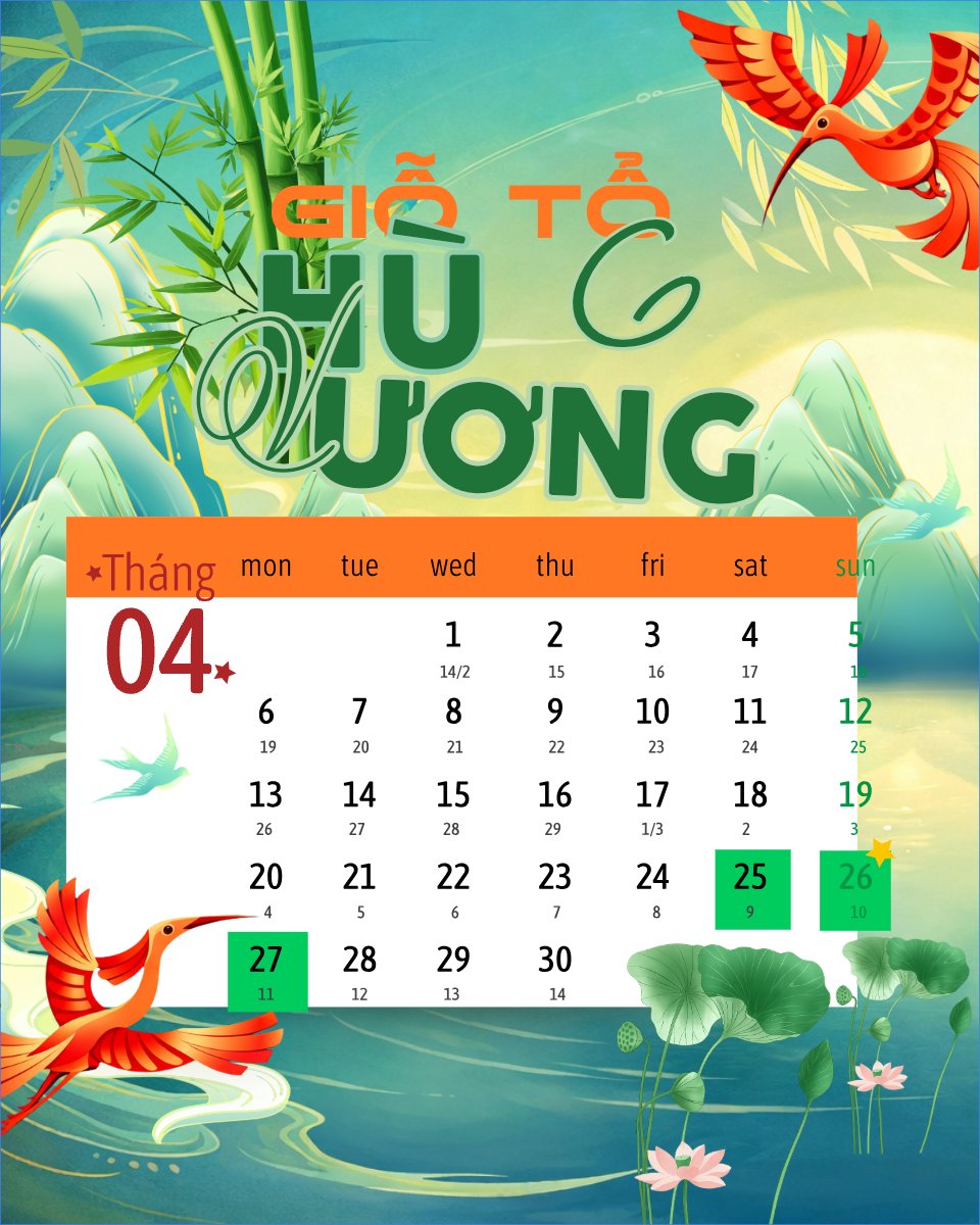 Lịch nghỉ lễ Giỗ Tổ Hùng Vương