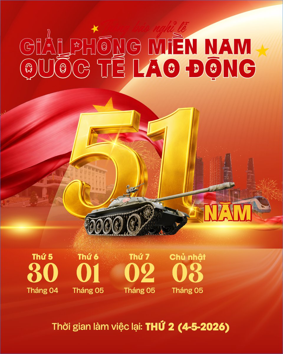 Lịch nghỉ lễ 30/4-1/5
