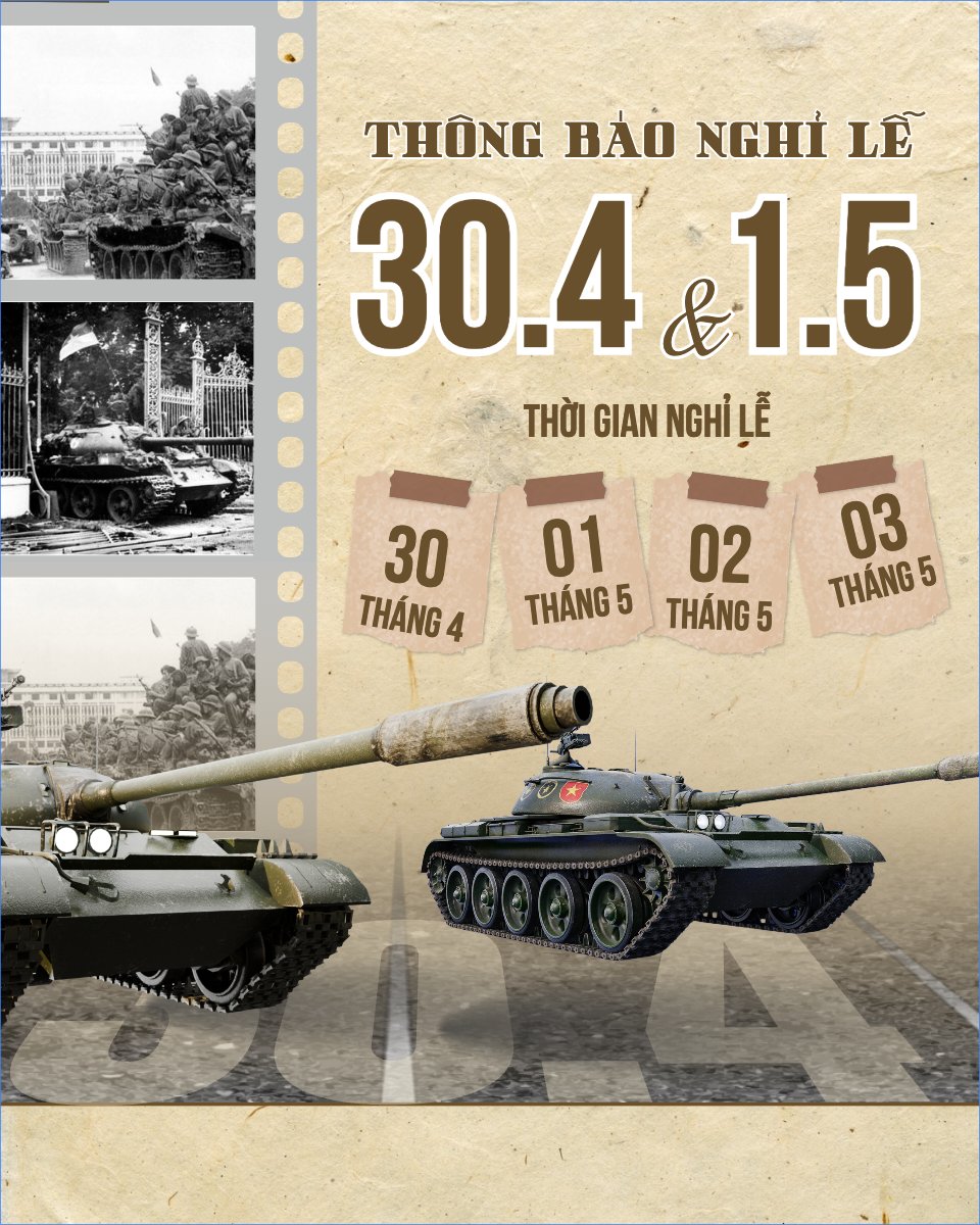 Lịch nghỉ lễ 30/4-1/5