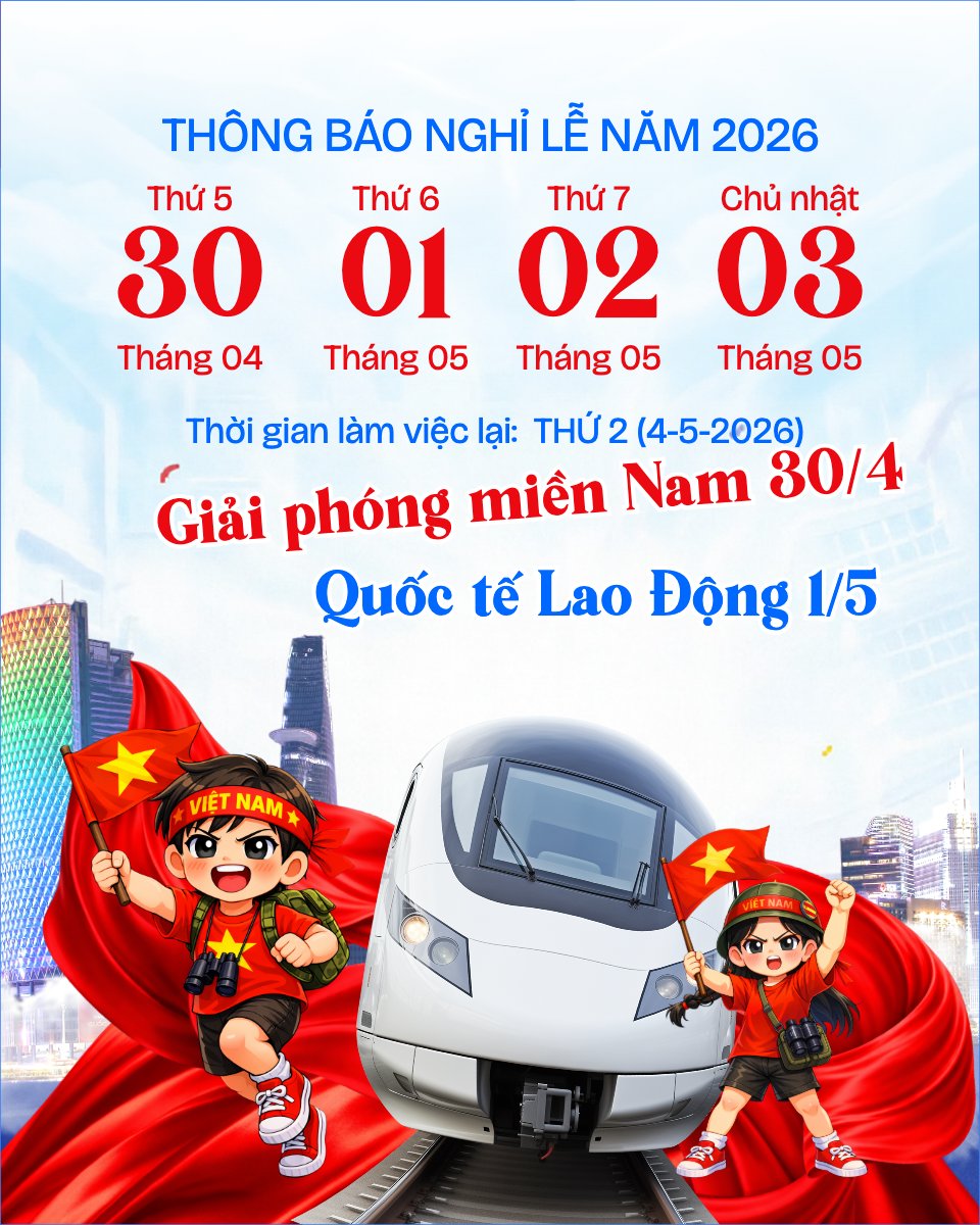 Thông báo nghỉ lễ Giải phóng miền Nam 30/4 và Quốc tế Lao động 1/5