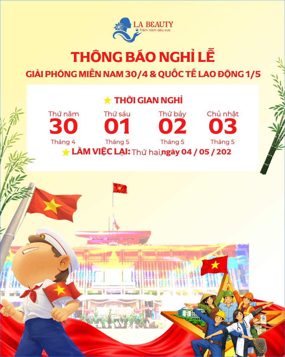Thông báo nghỉ lễ Giải phóng miền Nam 30/4 và Quốc tế Lao động 1/5